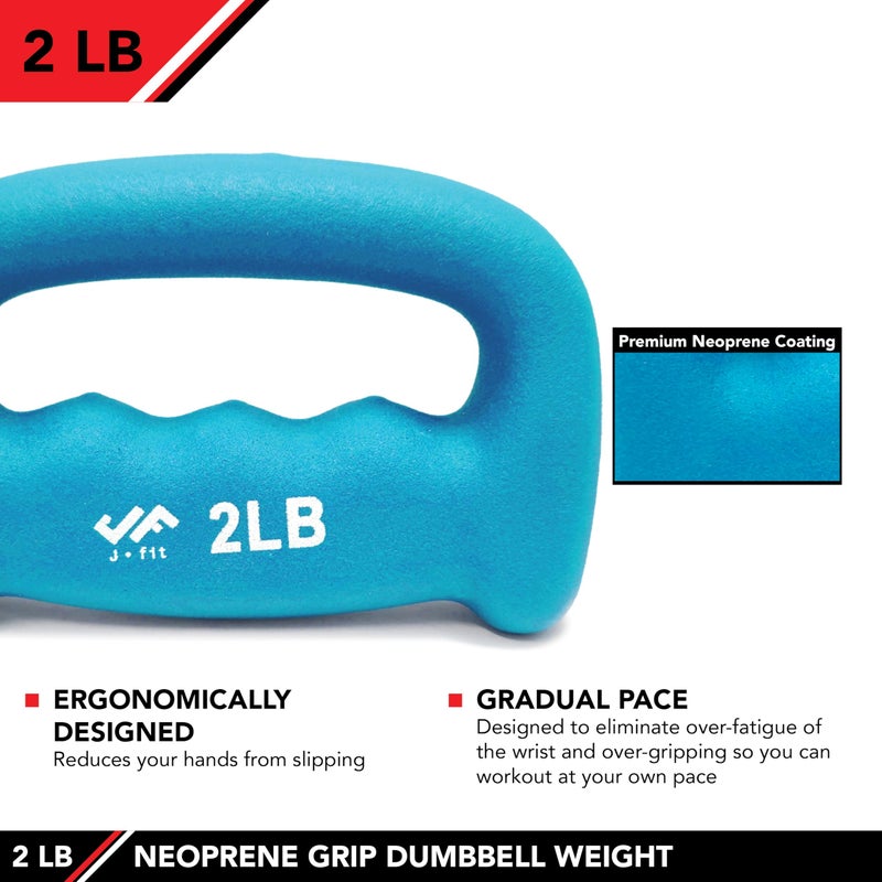 JFIT Neoprene D-Grip Dumbbell Weight, 2LB, 2 Pound - Image 3